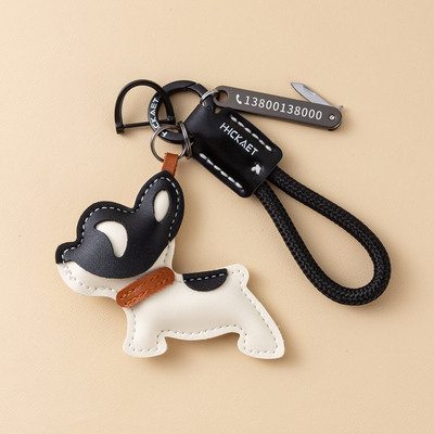 斗牛犬手绳钥匙扣挂件防丢号码牌