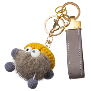 真皮小精灵钥匙扣挂件可爱卡通精致网红ins汽车钥匙链包挂饰