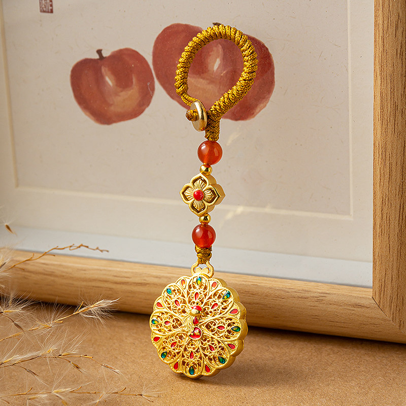 孔雀开屏复古钥匙扣挂件手工编织绳汽车链圈环男女士精致书包挂饰