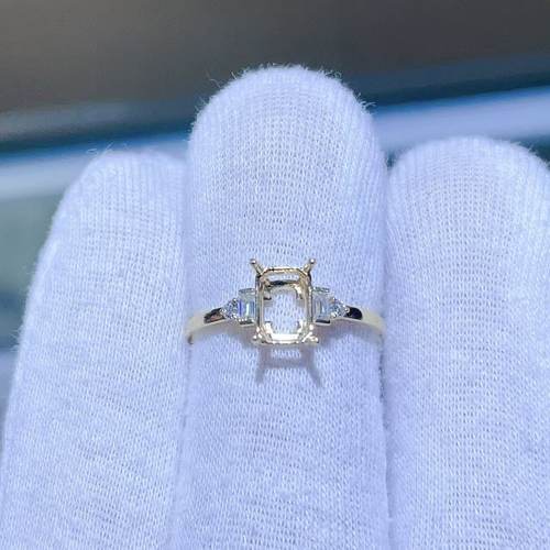 18K金AU750方形戒指空托莫桑钻