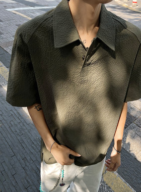 UBV美式速干透气泡泡纱短袖Polo衫男士2025春夏休闲翻领T恤保罗衫