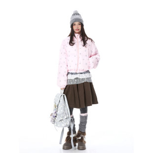 Double L2 美式满印星星立领面包服女短款保暖加厚棉衣外套冬新款