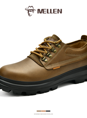 MELLEN名郎男士2025秋冬新款时尚复古风舒适轻便软底真皮革休闲鞋