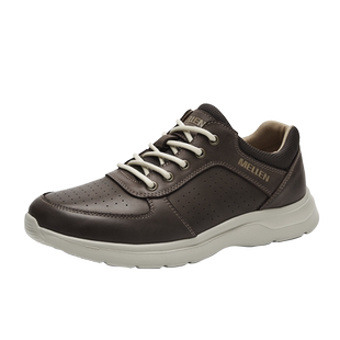 MELLEN名郎男鞋新品真皮跑鞋潮流舒适透气轻量缓震运动鞋旅游鞋子