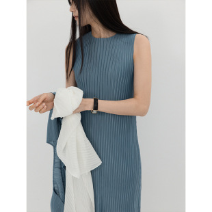 连衣裙女 褶皱美学实穿百搭气质圆领无袖 韩国东大门2026夏季 新款