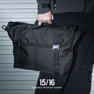Fifteen Sixteen弹道尼龙骑行邮差包三点固定斜挎包男14寸电脑包