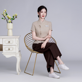 泰式美容师工作服套装美容院养生馆SPA足疗按摩理疗技师亚麻工装