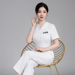 美容院美容师工作服女足浴技师服短袖套装养生馆皮肤管理工服夏天