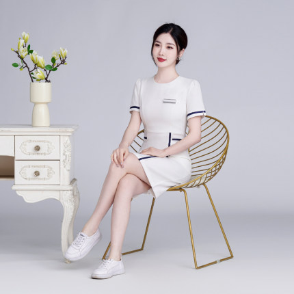 医美纹绣护士服工作服女款药店SPA美容院牙科口腔前台连衣裙工衣