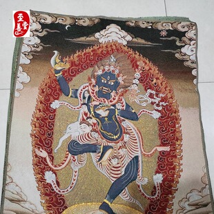 红色怀旧收藏网红货源刺绣织锦画唐卡客厅装饰画黑忿怒空行母2