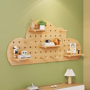 实木洞洞板墙上挂壁定制卧室玄关墙展示家用多功能客厅DIY置物架