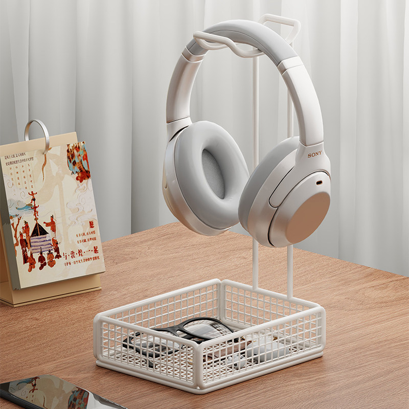 头戴式耳机支架电脑桌上游戏耳麦金属收纳架蓝牙挂架家用电竞放置储物架多功能铁艺整理架网吧立式架