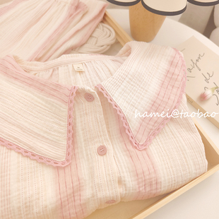 【轻柔舒爽】睡衣女春夏季纯棉纱布长袖薄新款甜美可爱家居服套装