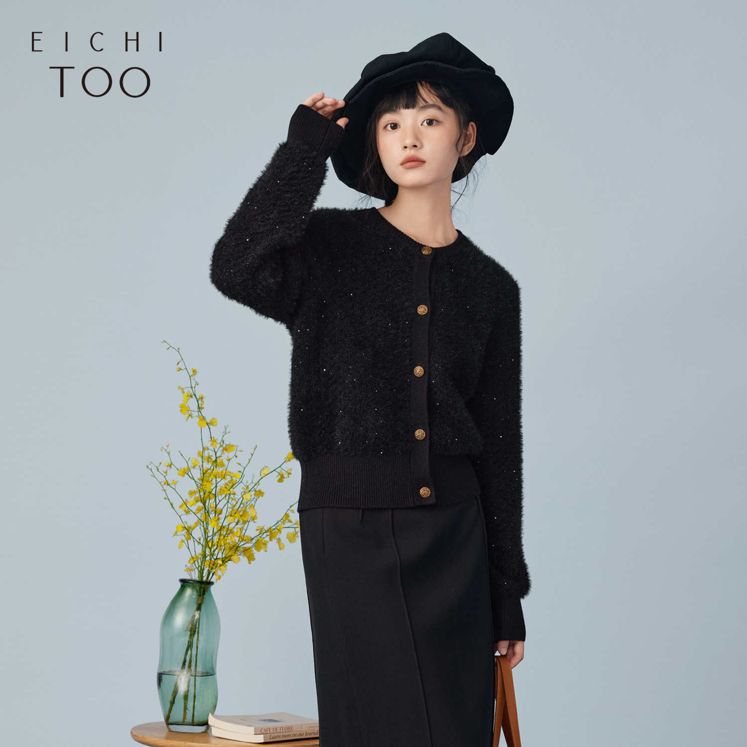 爱居兔冬季新款复古时尚软糯舒适针织衫外套开衫