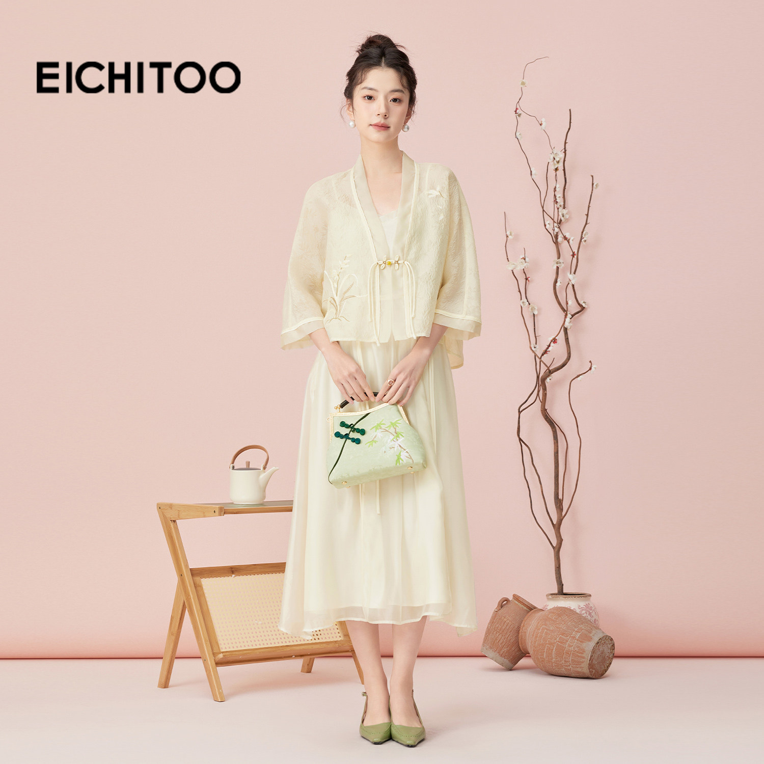 爱居兔国风新中式优雅连衣裙2026年夏季新款浪漫公主裙约会长裙