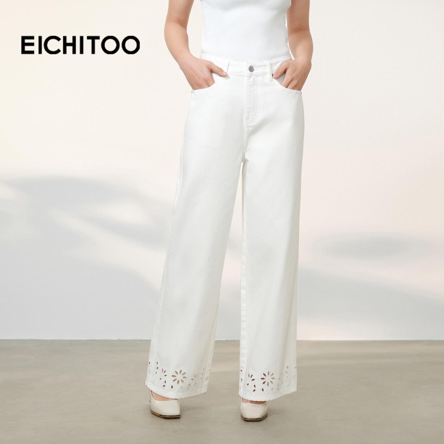 爱居兔莱赛尔时尚牛仔裤2026年春季新款女脚口镂空时髦设计感长裤,女装/女士精品,牛仔裤,淘宝优惠券,粉丝福利购,淘宝优惠卷