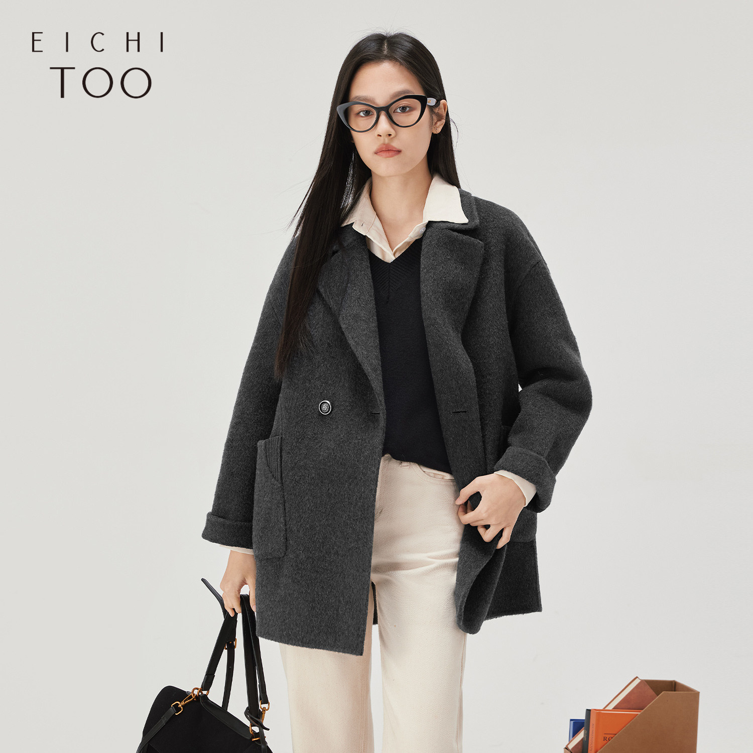 爱居兔双排扣大衣女冬季新款时尚双面呢大衣,女装/女士精品,毛呢外套,淘宝优惠券,粉丝福利购,淘宝优惠卷