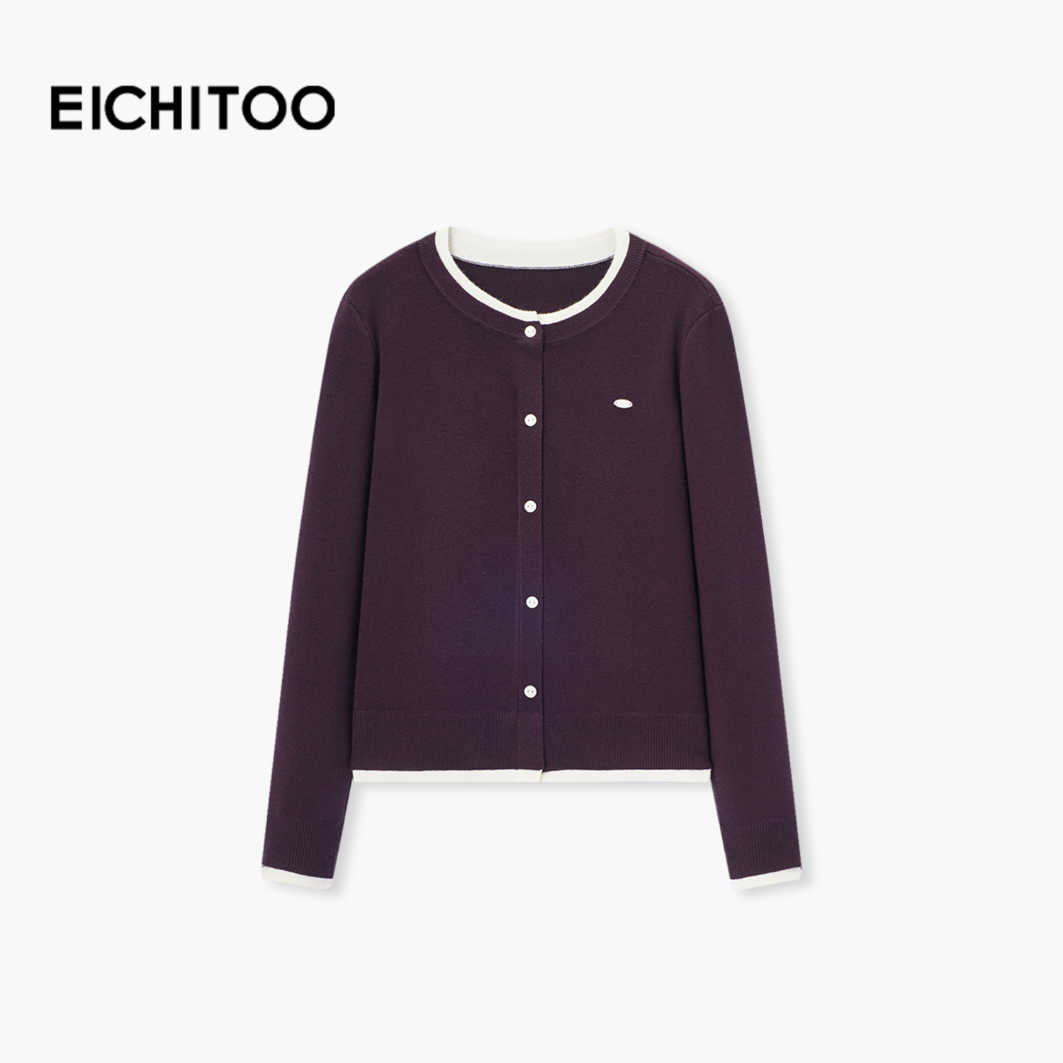 爱居兔假两件撞色针织衫女2026年春季新款时尚气质休闲长袖毛衣