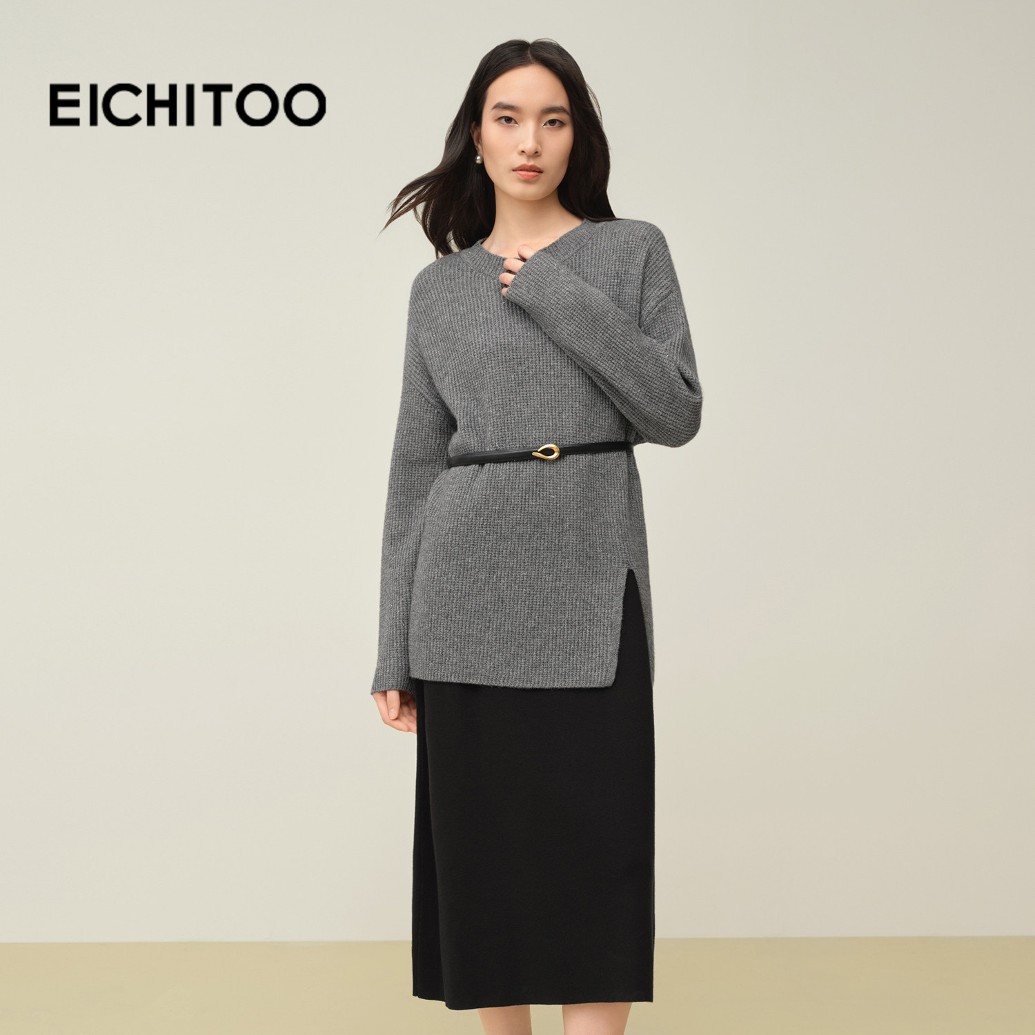 爱居兔高品质高智静奢两件式连衣裙2025年冬季新款优雅长裙