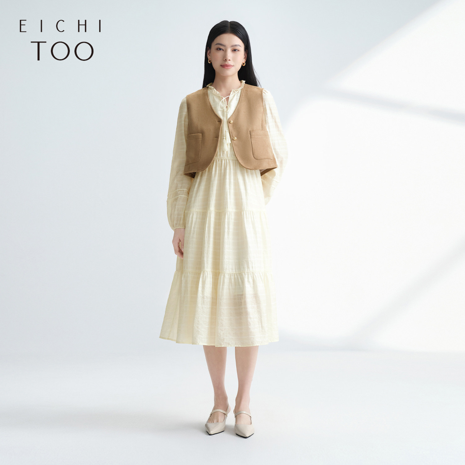 爱居兔度假风两件式连衣裙女25年秋季新款宽松舒适长袖连衣裙套装