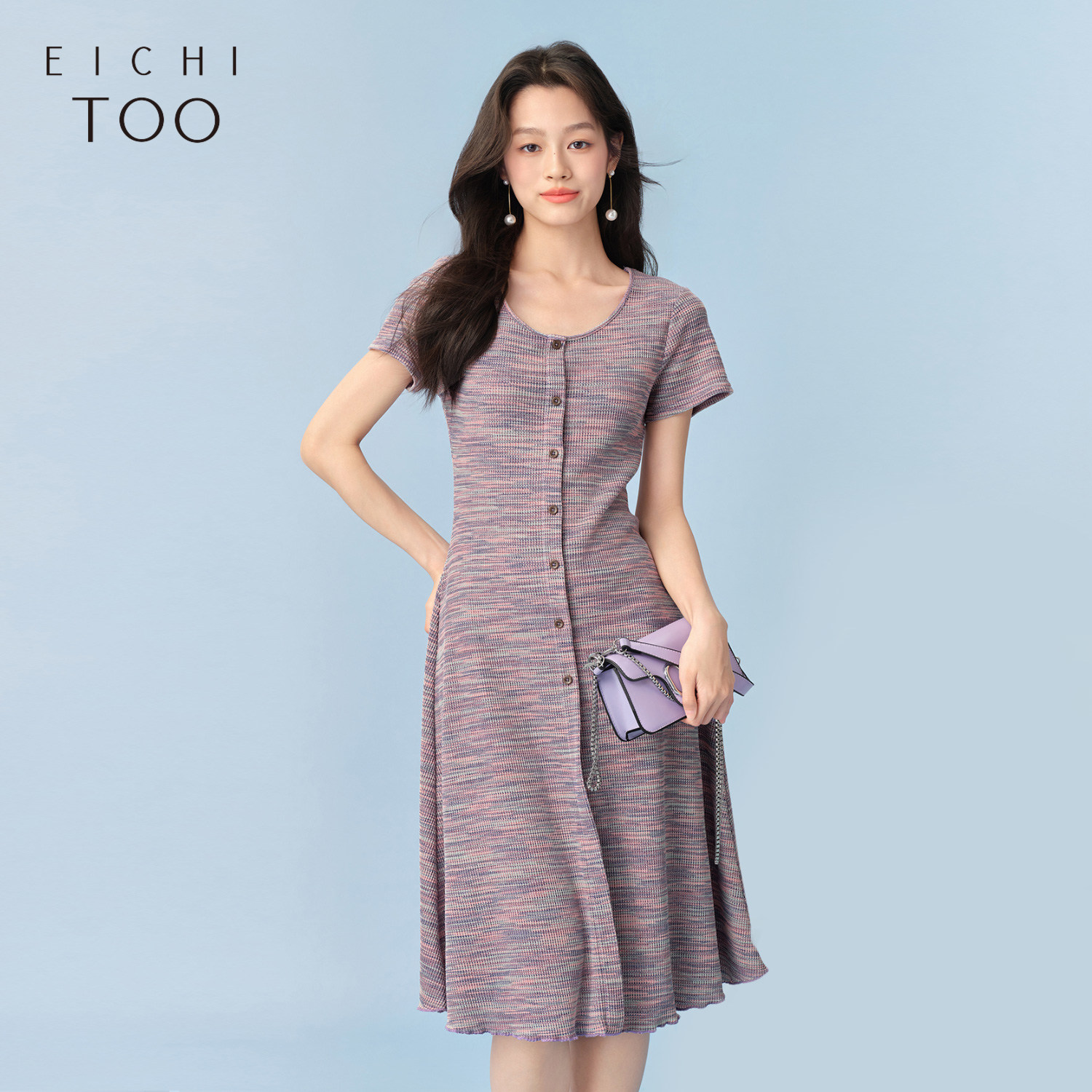 爱居兔夏季新款减龄少女感时尚短袖连衣裙