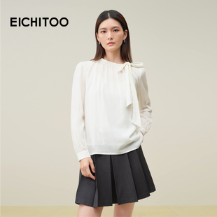 空气感优雅雪纺上衣 新款 爱居兔桑蚕丝莱赛尔衬衫 女2025年秋季