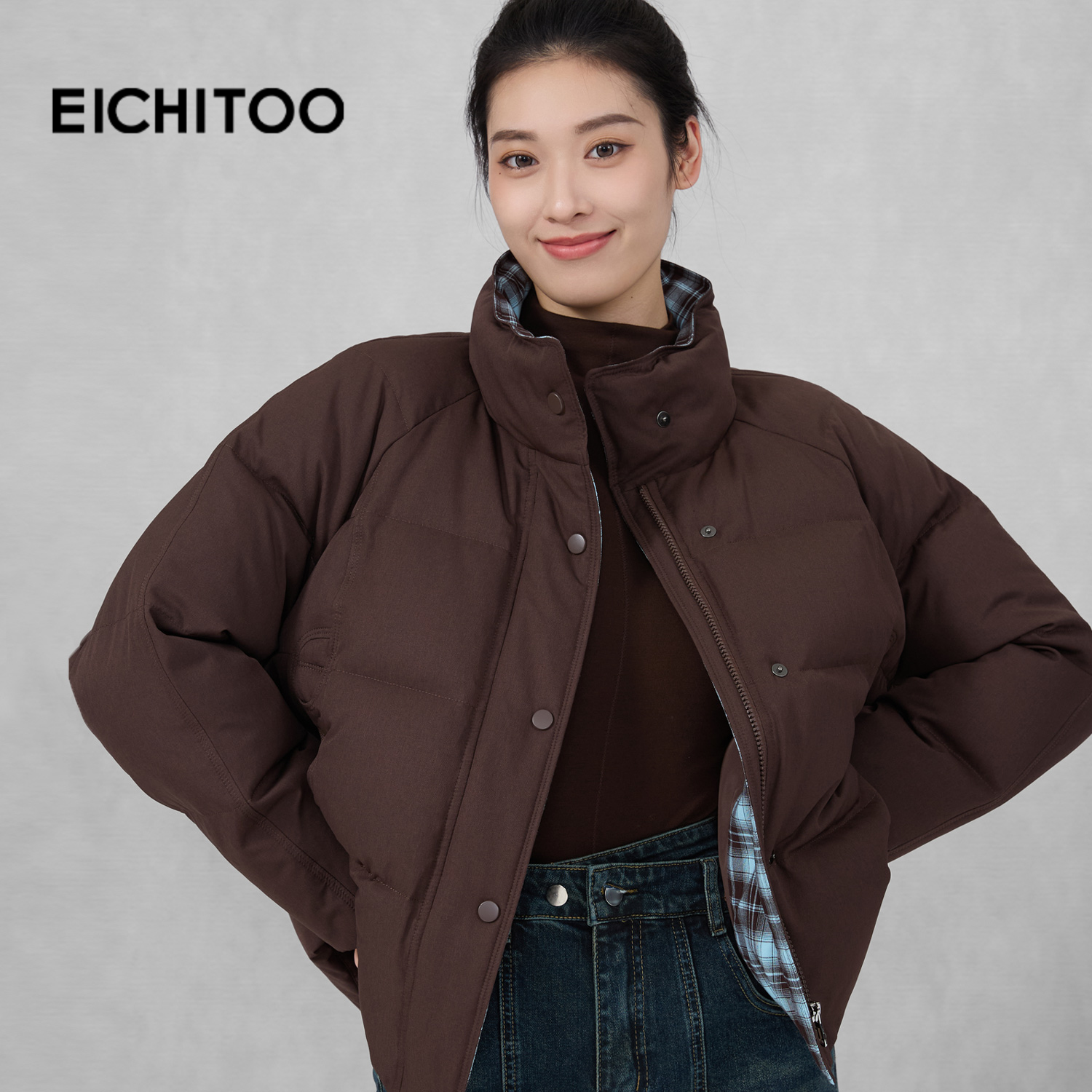 面料质感轻盈，视觉显瘦包容性强增加时尚度