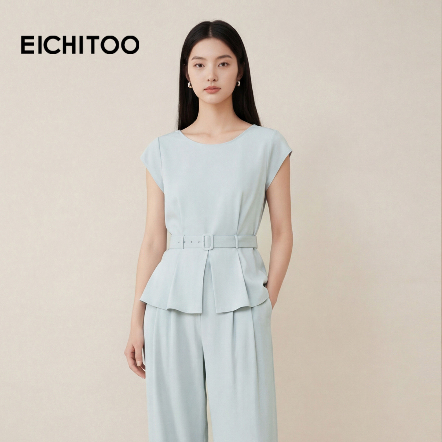 爱居兔优雅气质时尚套装2026年夏季新款显瘦显高舒适简约干练套装