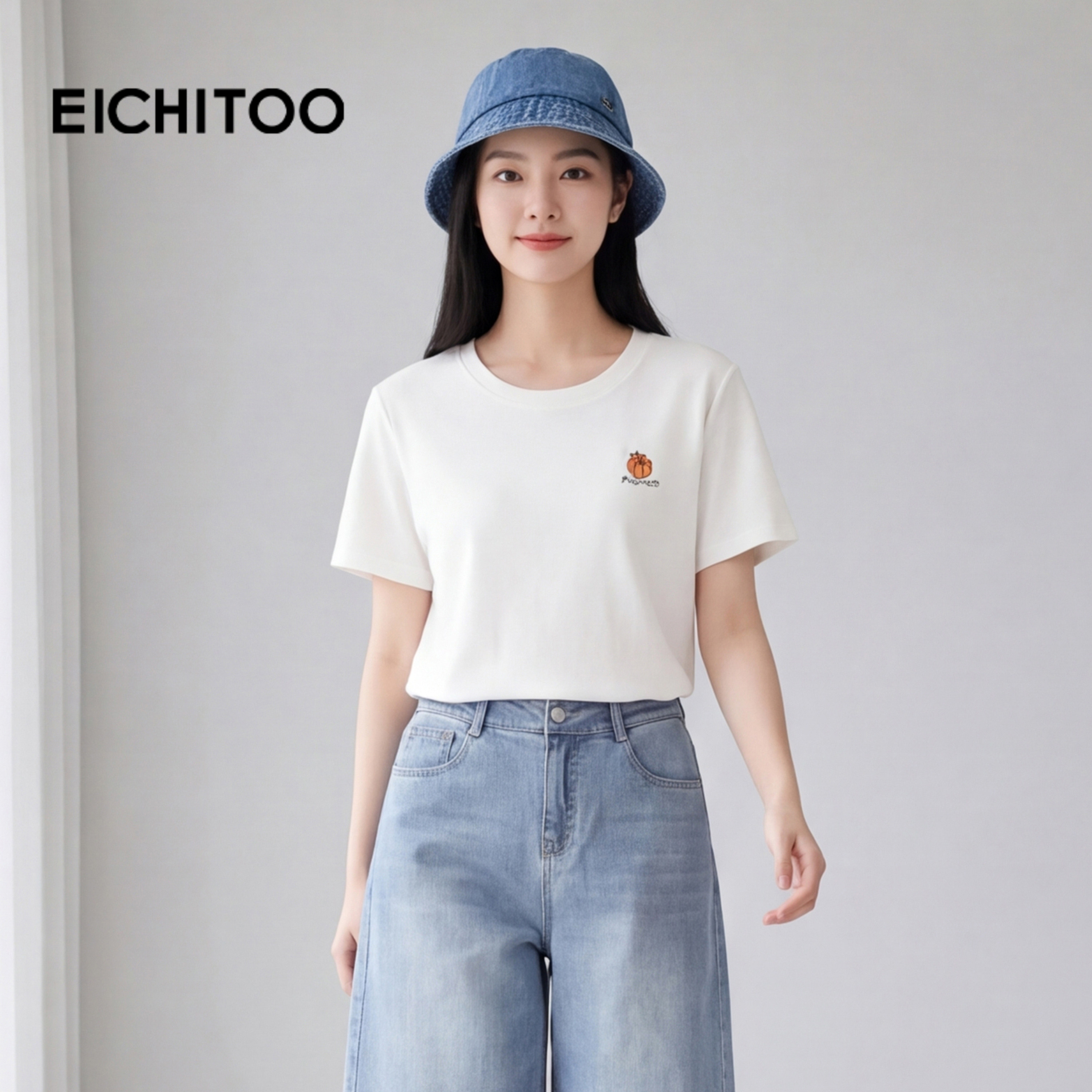 爱居兔简约米色圆领T恤2026年夏季新款趣味时髦时尚短袖上衣