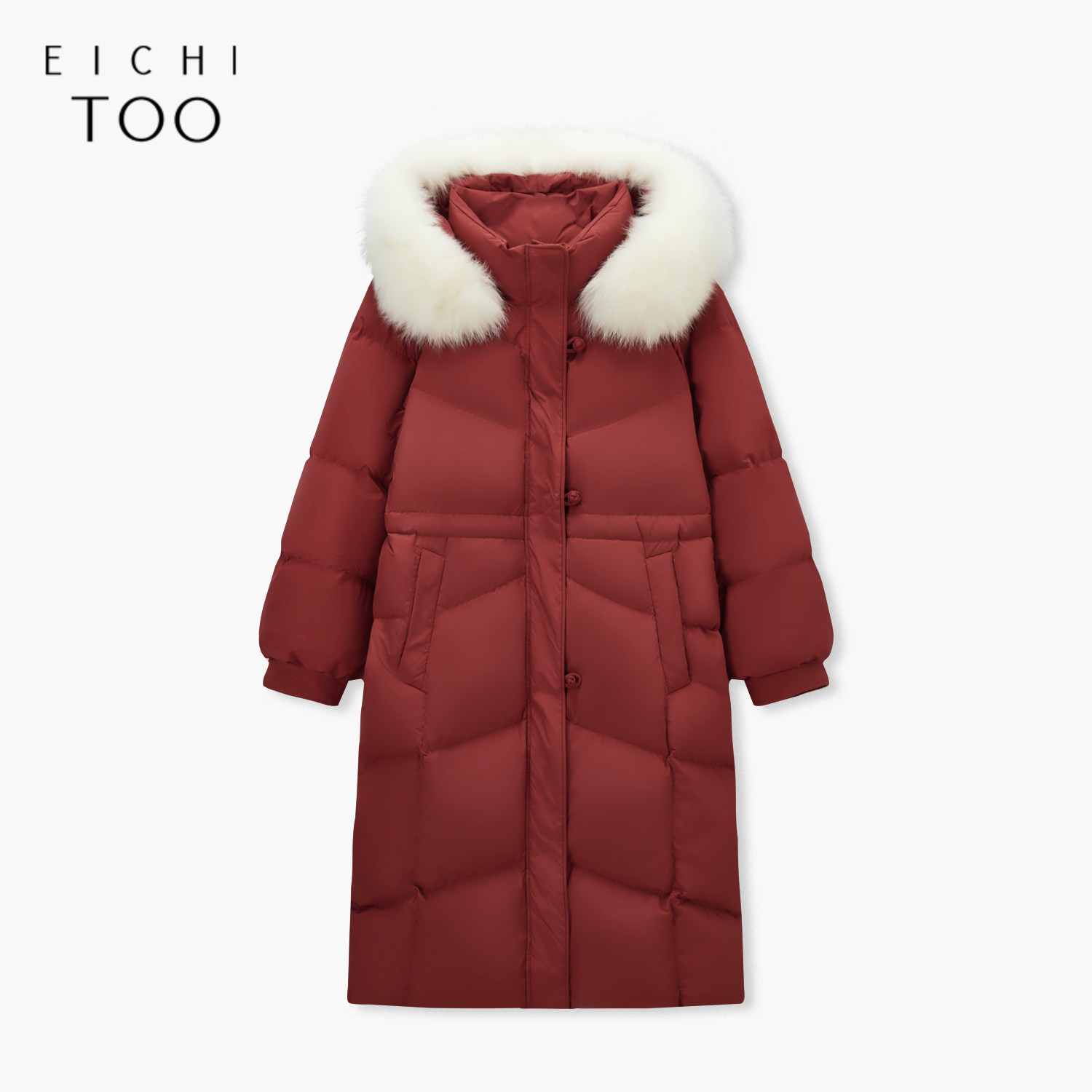 爱居兔新中式羽绒服女冬季新款新年氛围感红色连帽保暖外套