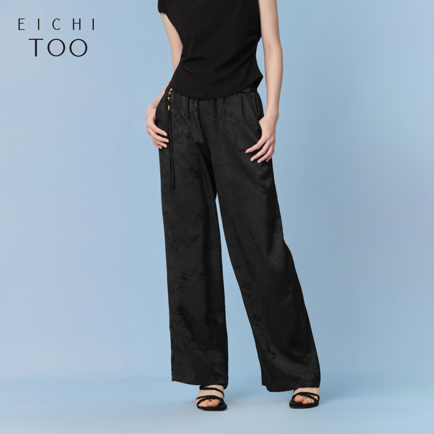 爱居兔夏季新款新中式复古时尚国风阔腿裤