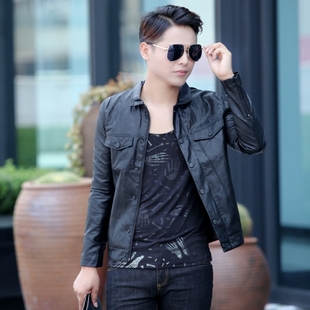 皮夹克韩版 男士 PU皮衣男装 型男短款 机车皮外套潮 2023秋季 修身 新款
