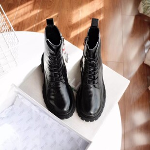 【39 40 41码亏本清】俄单~ 头层牛皮时装靴秋冬马丁靴厚底女短靴