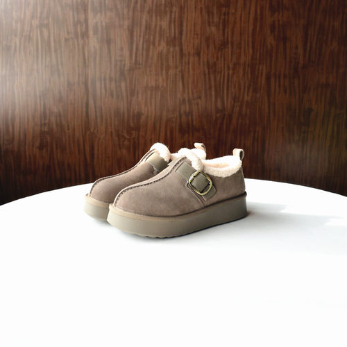 砖贵货~ 牛反绒加绒勃肯鞋2025冬季新款毛毛鞋搭扣厚底保暖女棉鞋