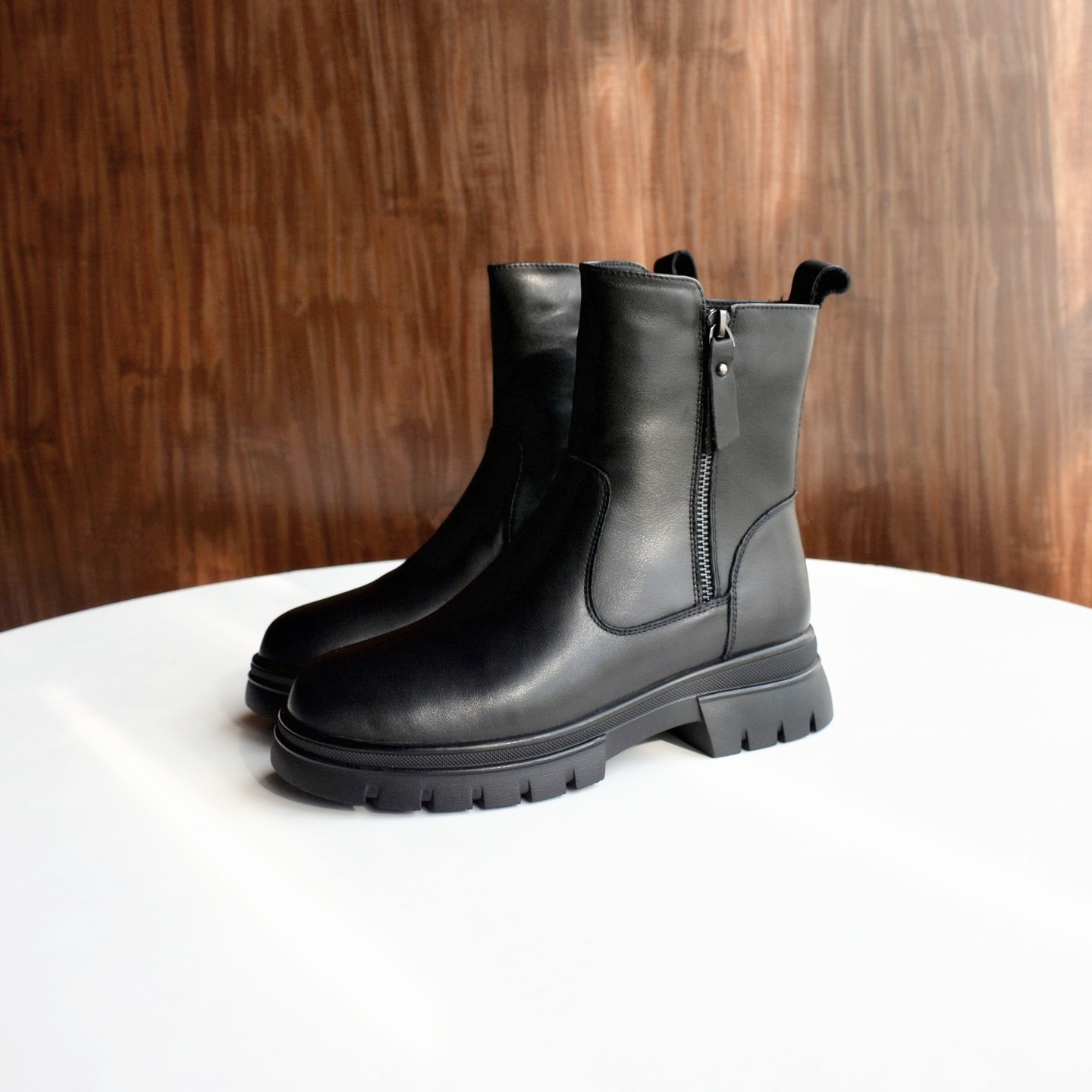 【纯羊毛】俄单~ 头层牛皮时装靴2025冬季真皮真毛保暖厚底女短靴