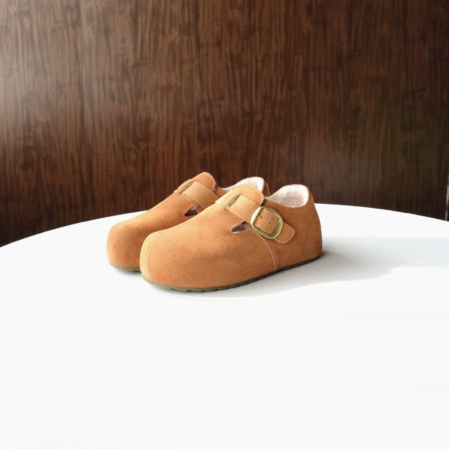 撤柜单！牛反绒加绒保暖勃肯鞋2025冬季新款复古魔术贴厚底女棉鞋