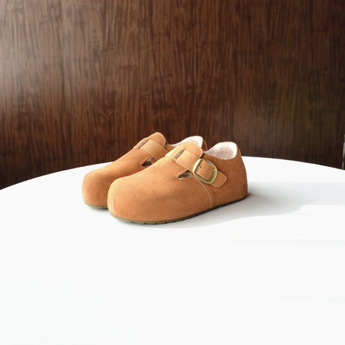 撤柜单！牛反绒加绒保暖勃肯鞋2025冬季新款复古魔术贴厚底女棉鞋