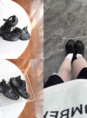俄罗斯单~ 网纱镂空老爹鞋女2026夏季轻便百搭透气厚底运动休闲鞋
