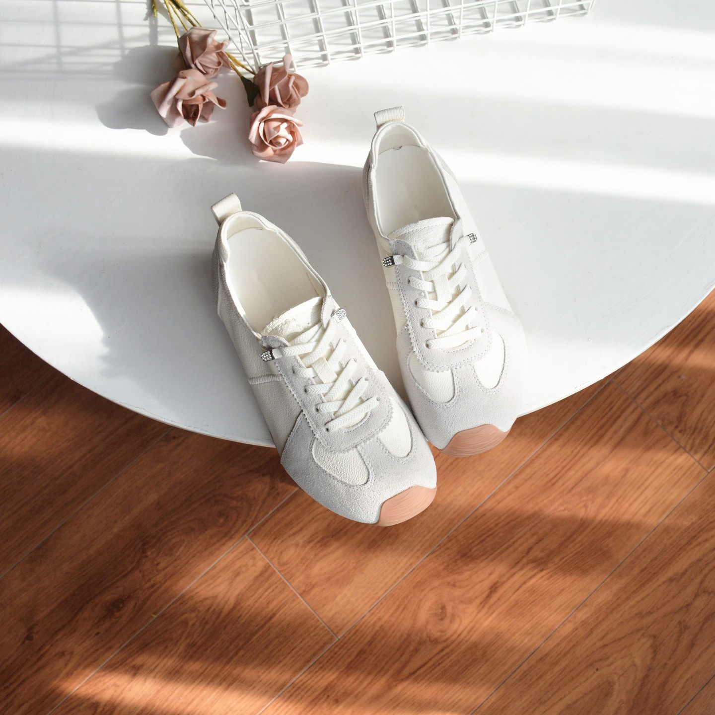 门店799 羊皮复古德训鞋女2026春季阿甘鞋运动跑步鞋一脚蹬休闲鞋