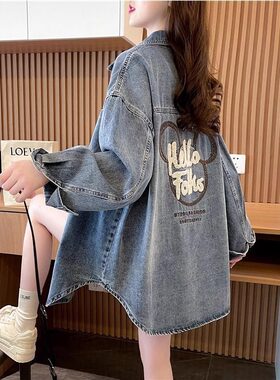中长款牛仔外套女洋气减龄上衣