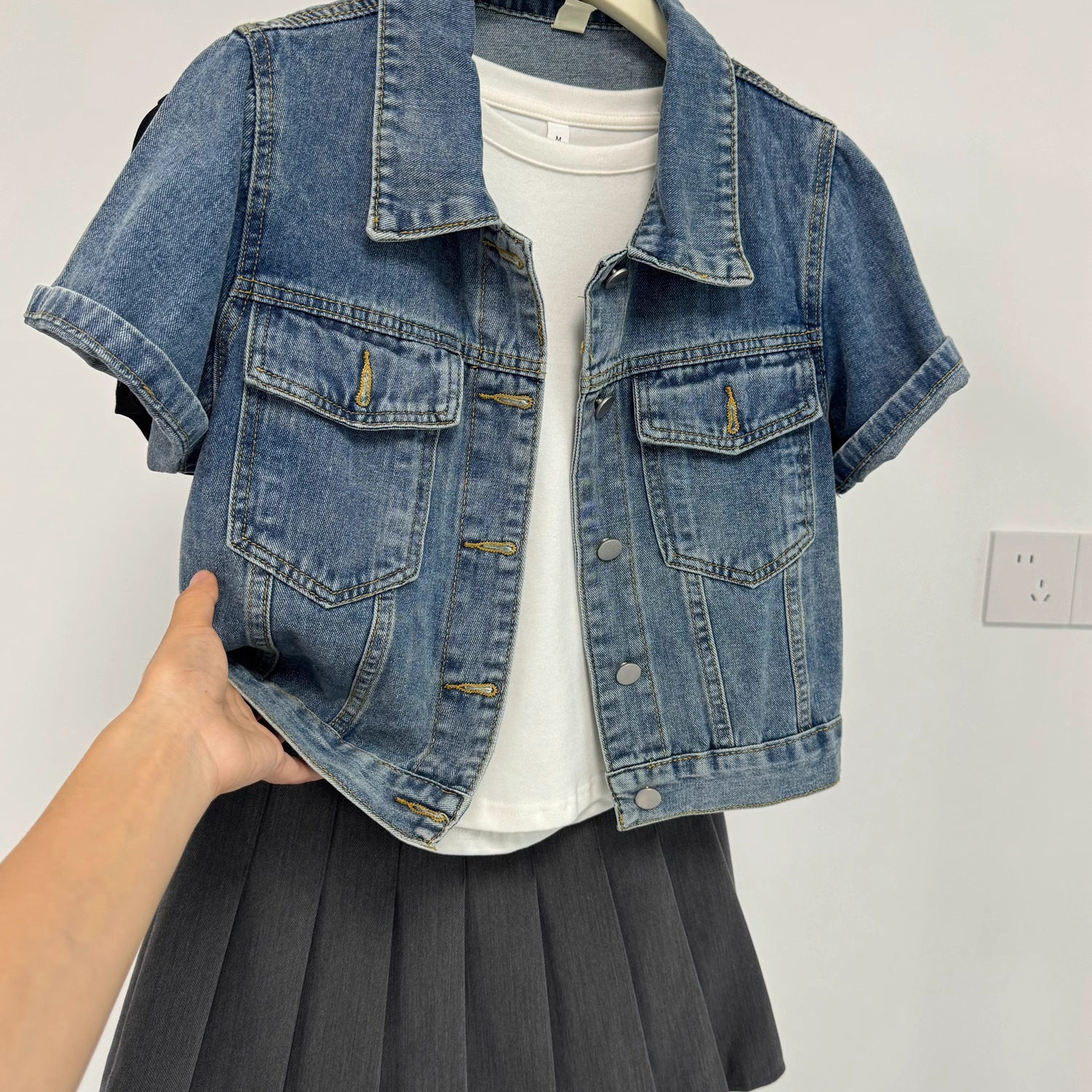 夏季新款小个子牛仔短袖外套女图片