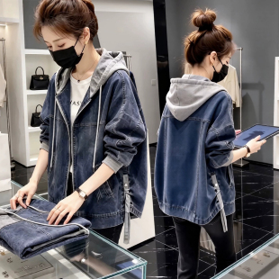 欧洲站2026春秋季韩版新款牛仔外套女装中长款休闲宽松bf百搭风衣