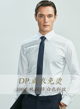 【领券2件328】富绅纯棉100支职业条纹衬衣免烫长袖商务男士衬衫