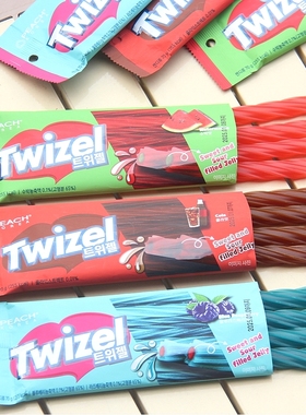 韩国进口YEM夹心螺旋形长条软糖70g可乐蓝莓味twizel休闲糖果零食