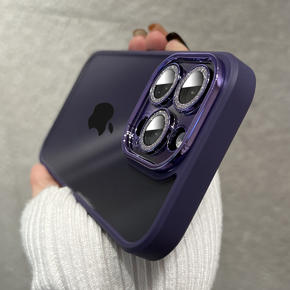 适用苹果14promax紫色手机壳iphone14pro全包带镜头膜新款13透明12奢华高端女神14plus保护套不发黄11高级感