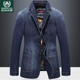 春秋季 便服单西外套 多口袋中年爸爸装 牛仔西服男休闲西装 宽松大码