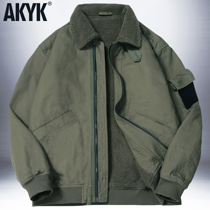冬季羊羔绒棉衣男翻领棉服外套