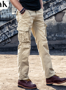 AK男装秋冬季军旅工装裤男宽松直筒裤子大码纯棉多口袋休闲长裤男