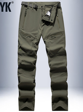 秋冬季户外休闲裤男速干裤加厚宽松直筒弹力透气工装裤青年运动裤