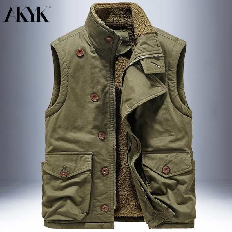 秋冬羊羔绒马甲男款加绒加厚背心纯棉宽松休闲坎肩工装马夹外套,男装,常规马甲,淘宝优惠券,粉丝福利购,淘宝优惠卷